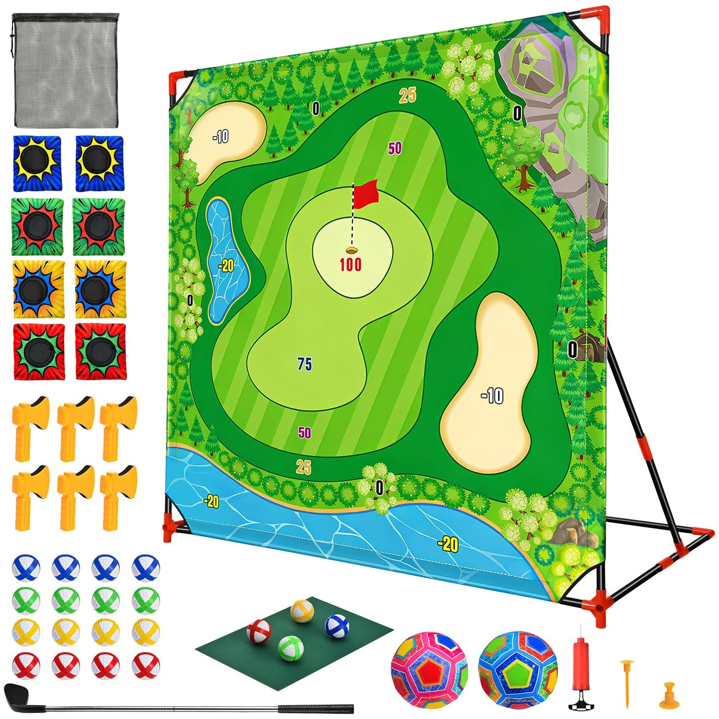 DyBaxa Golf Chipping Game – 4-in-1 Family Target Set on 54x54 Mat