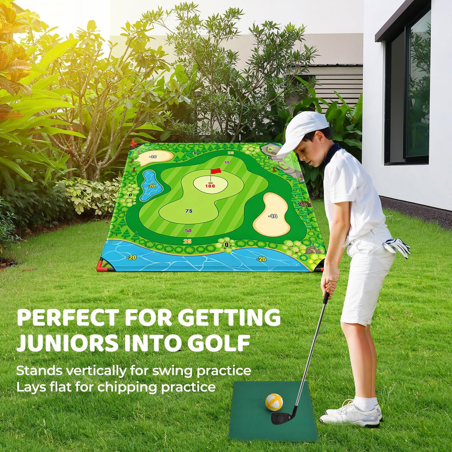 DyBaxa Golf Chipping Game – 4-in-1 Family Target Set on 54x54 Mat