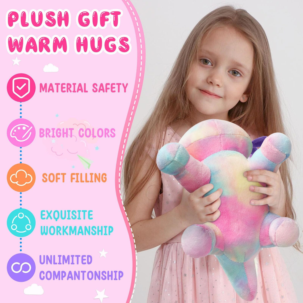 DYBFONO Axolotl Plush Toy - 10.8 Inch Soft Cotton Pillow, Multicolored Kawaii Gift