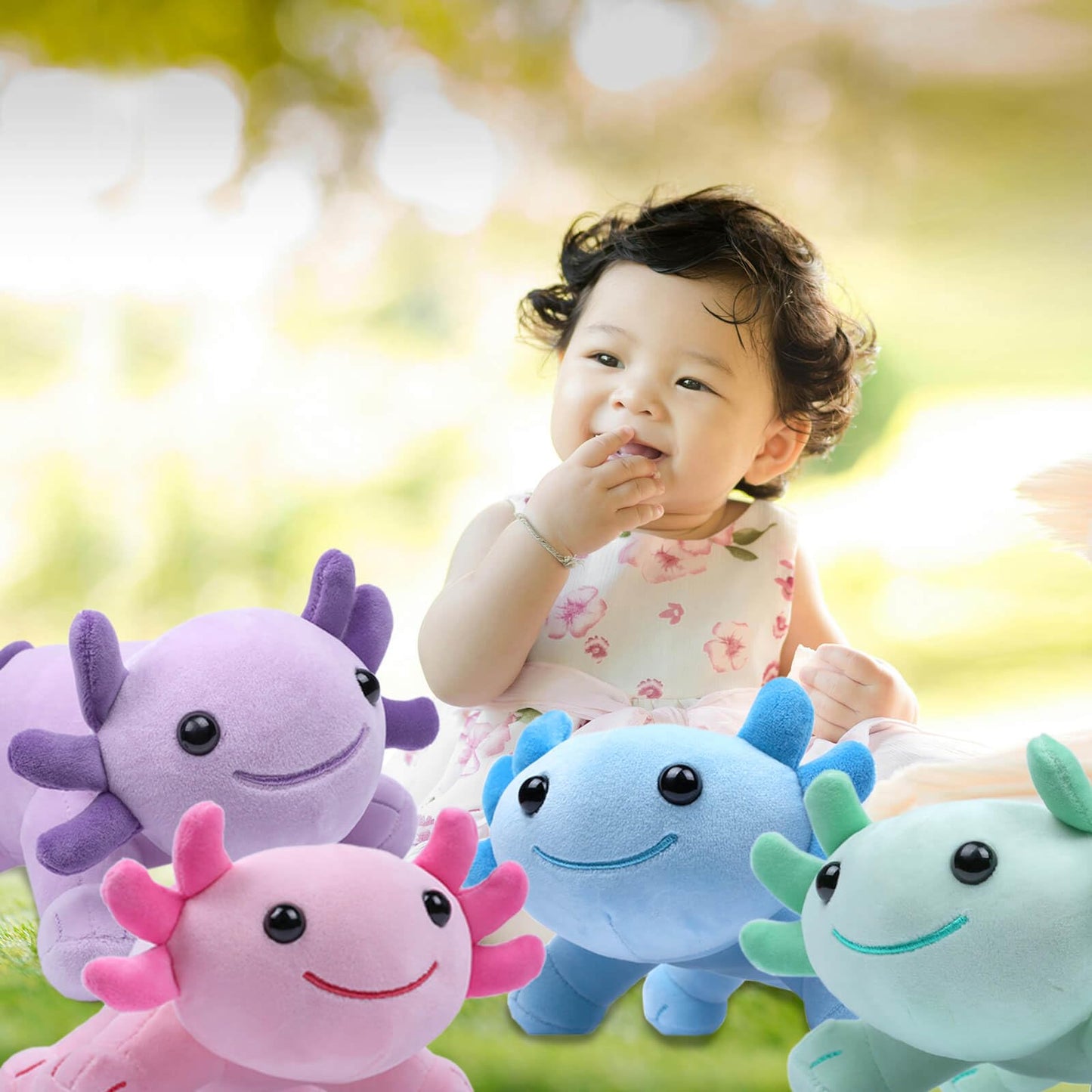 DYBFONO Axolotl Plush Toy – 10.8-inch Soft Cute Salamander Stuffed Pillow for Kids