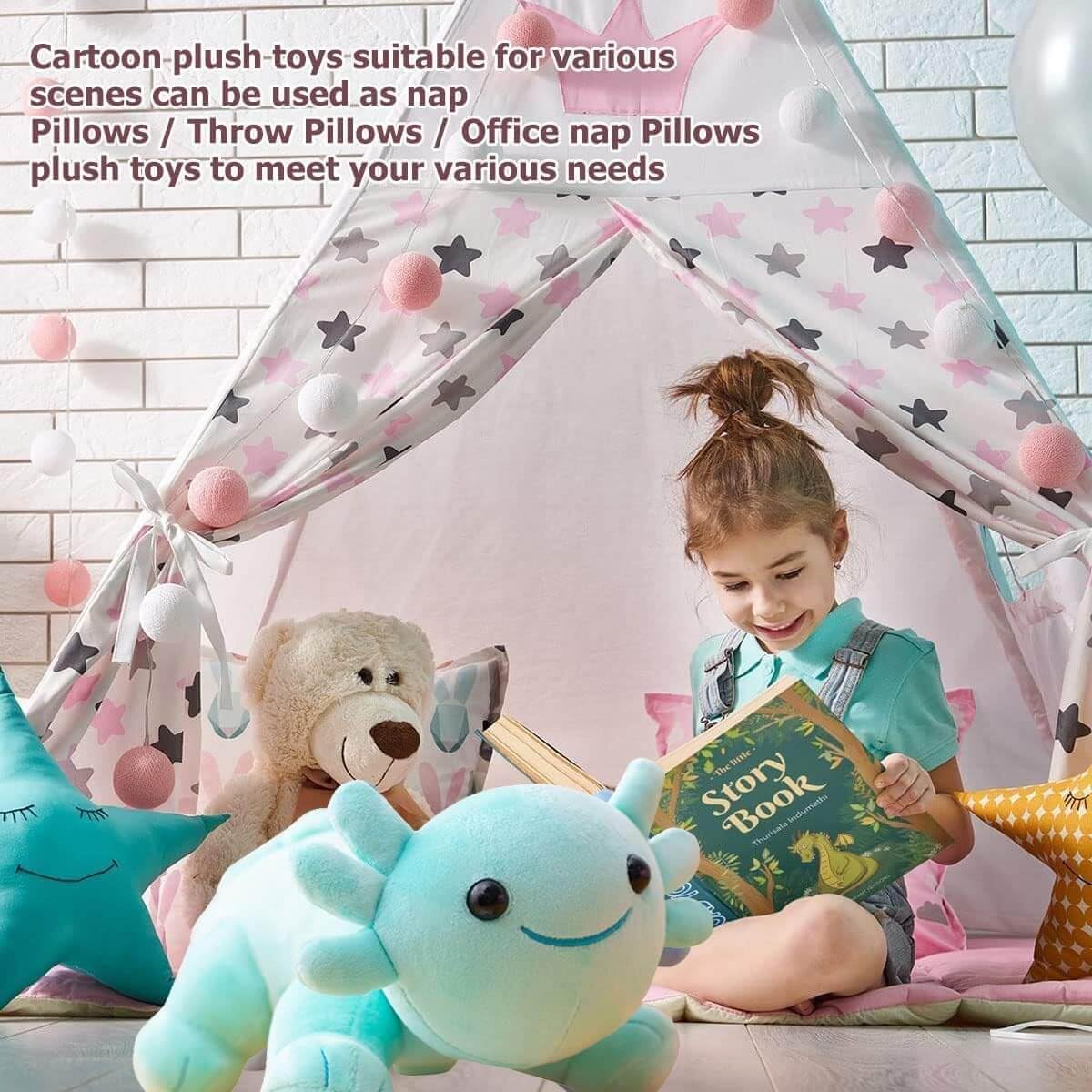 DYBFONO Axolotl Plush Toy – 10.8-inch Soft Cute Salamander Stuffed Pillow for Kids