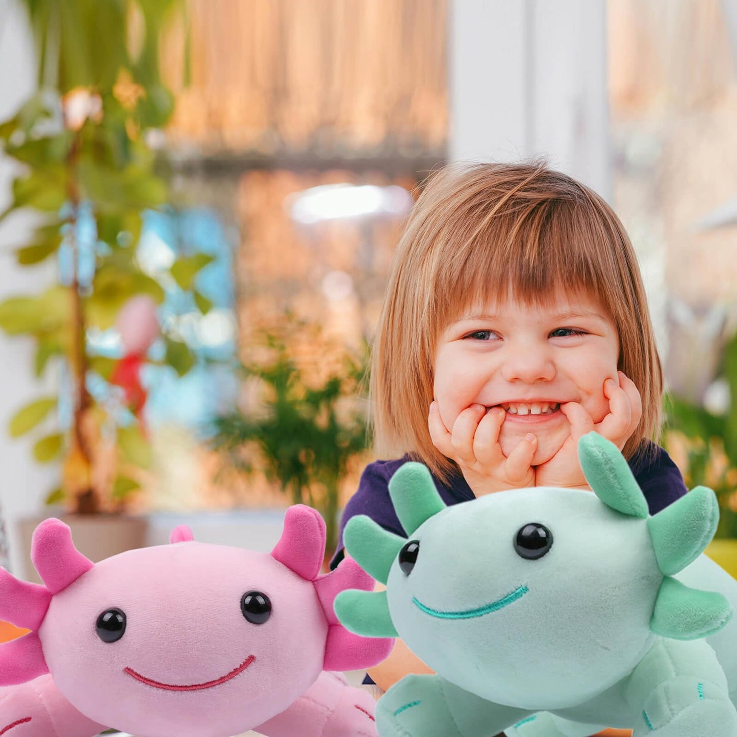 DYBFONO Axolotl Plush Toy – 10.8-inch Soft Cute Salamander Stuffed Pillow for Kids