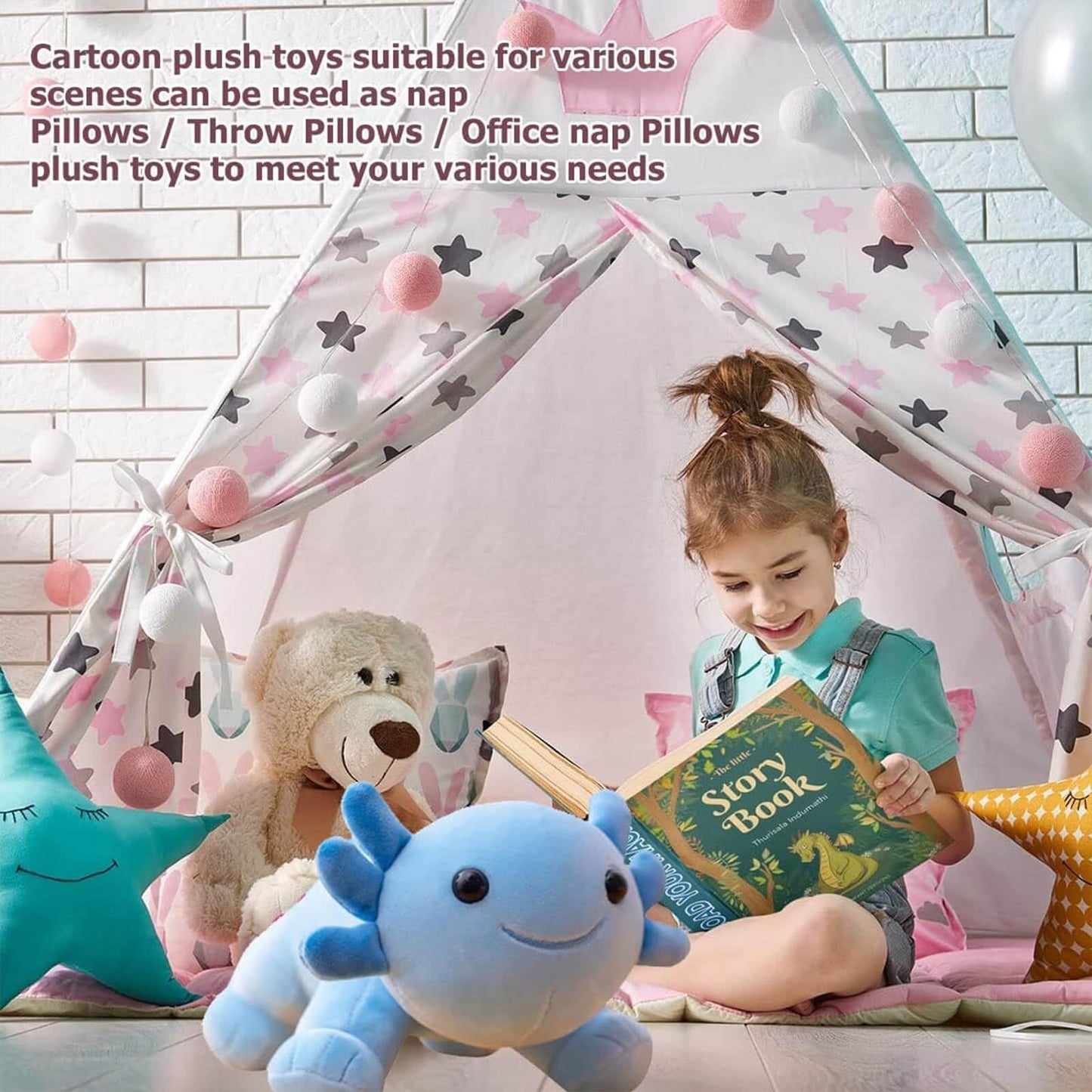 DYBFONO Axolotl Plush Toy – 10.8” Soft Cute Axolotl Pillow for Kids