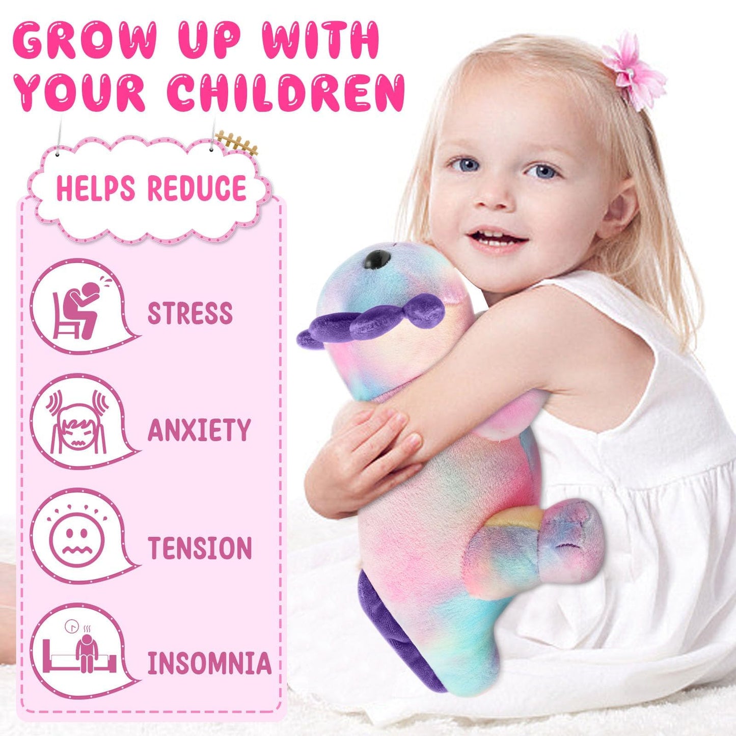 DYBFONO Axolotl Plush Toy - 10.8 Inch Soft Cotton Pillow, Multicolored Kawaii Gift