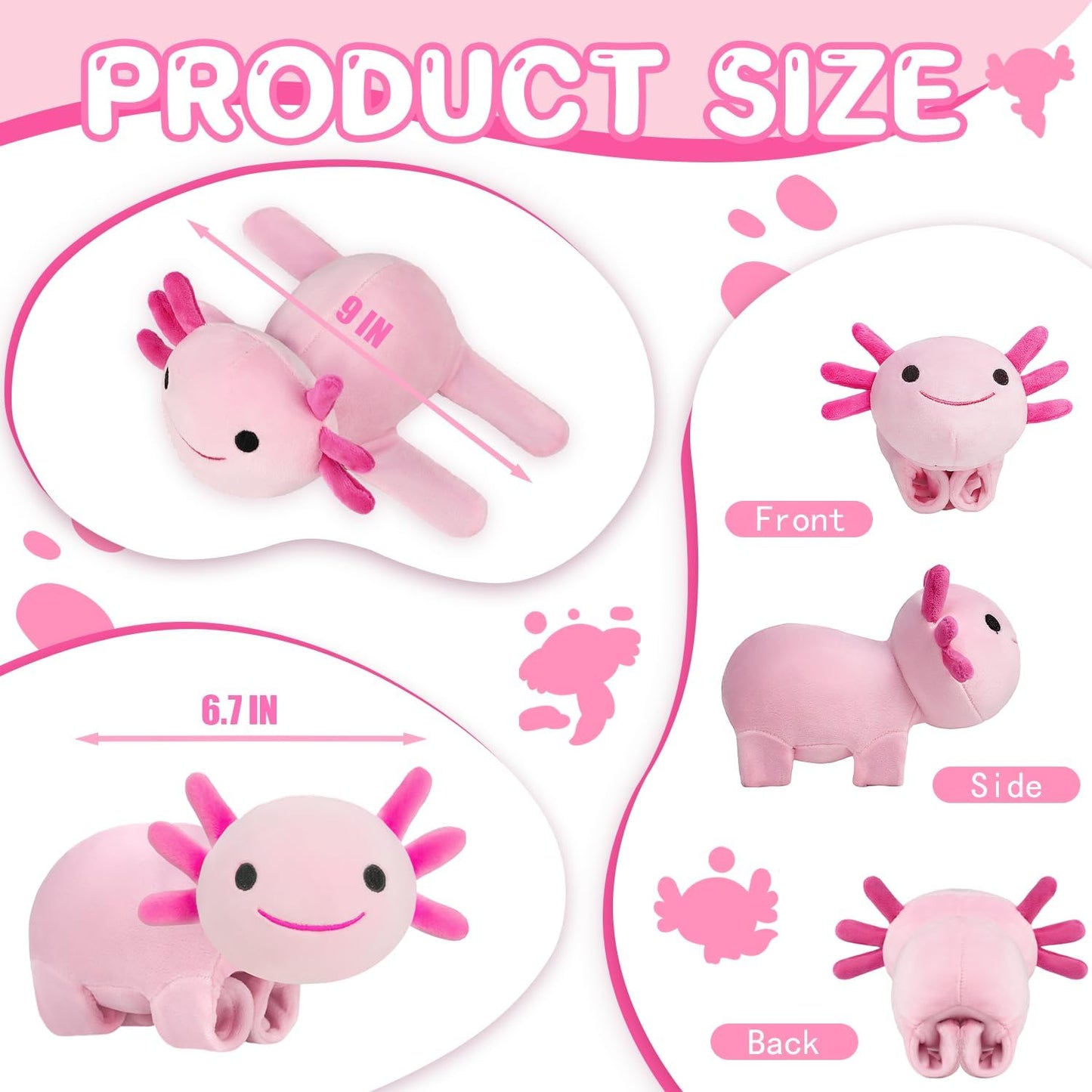 DYBFONO Huggers Axolotl Slap Bracelet – Plush Wrist Buddy for Kids (Pink)