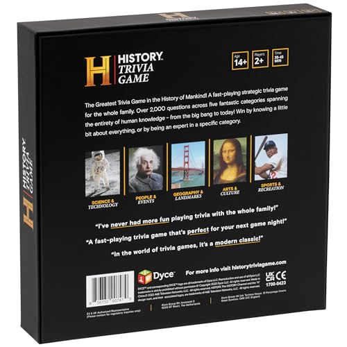 DYCE History Channel Trivia Game - 2000+ Questions for Family Game Night