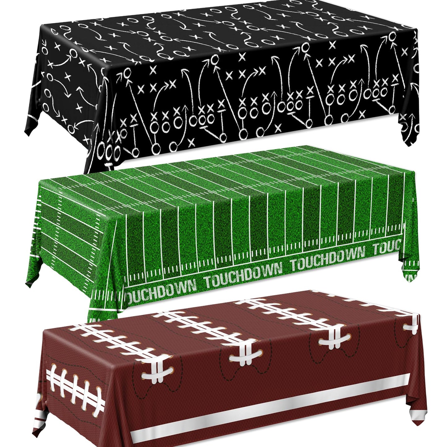 Dydamud Football Party Decorations – 3-Pack Disposable Tablecloths 108 x 54 in