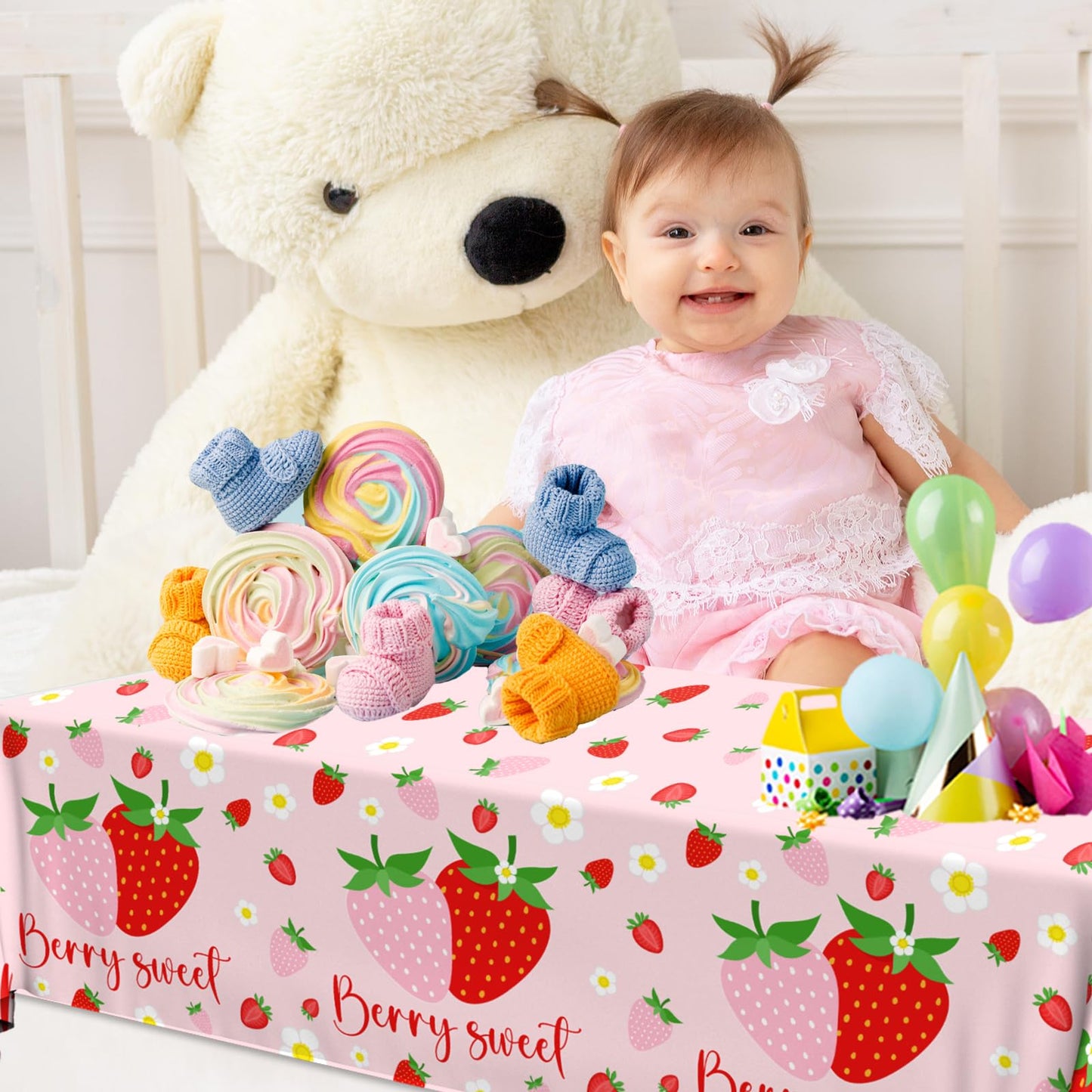 Dydamud Strawberry Tablecloths - 3-Pack Waterproof Berry Sweet Party Decor