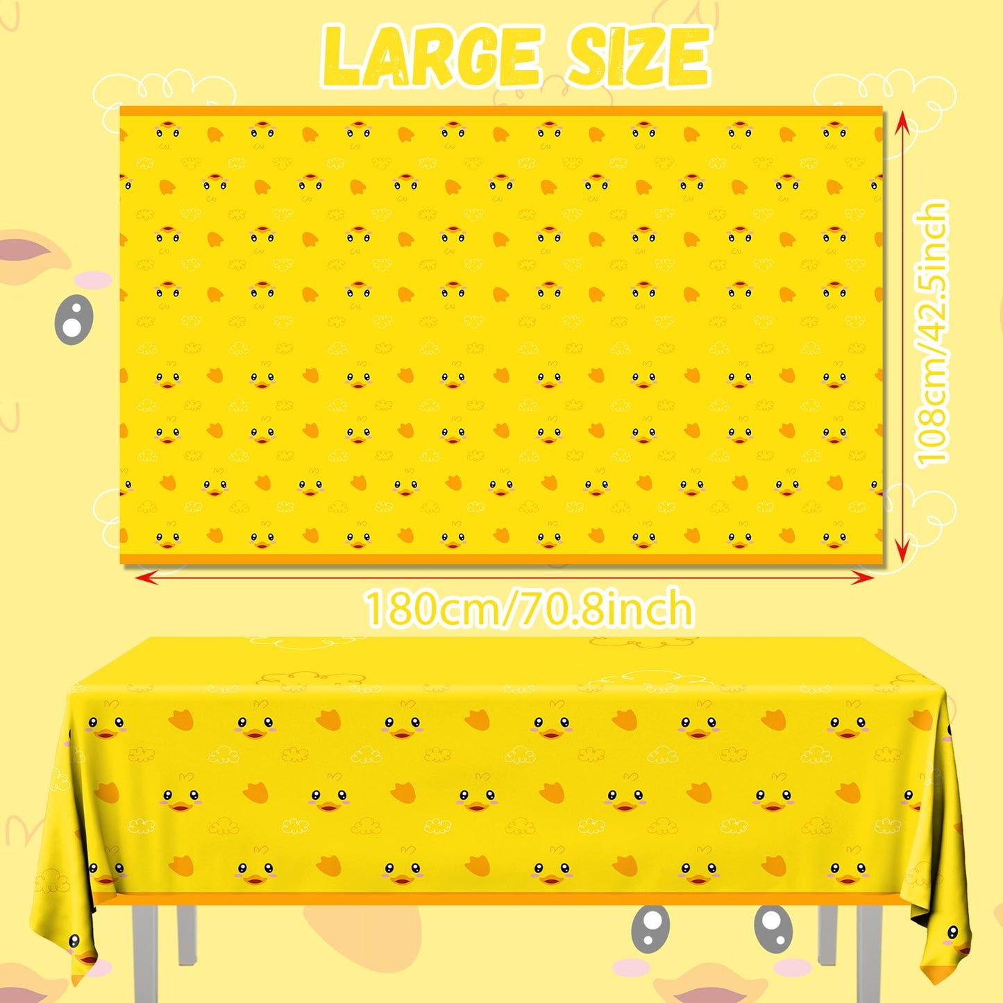 Dydamud 3pcs Yellow Duckie Table Cover – Waterproof & Easy to Clean, 70.8 x 42.5 in