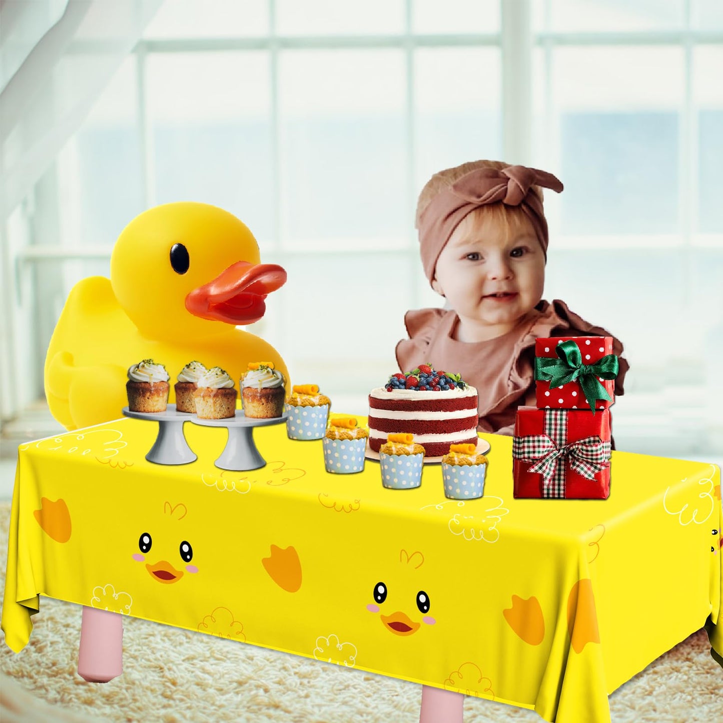 Dydamud 3pcs Yellow Duckie Table Cover – Waterproof & Easy to Clean, 70.8 x 42.5 in