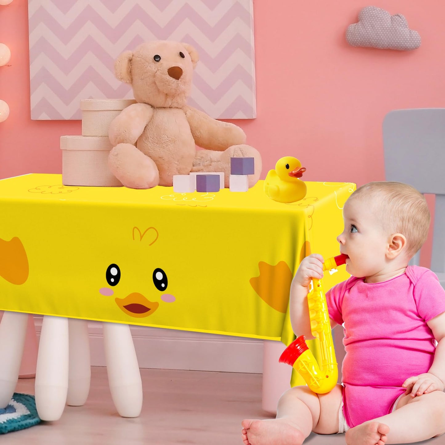 Dydamud 3pcs Yellow Duckie Table Cover – Waterproof & Easy to Clean, 70.8 x 42.5 in