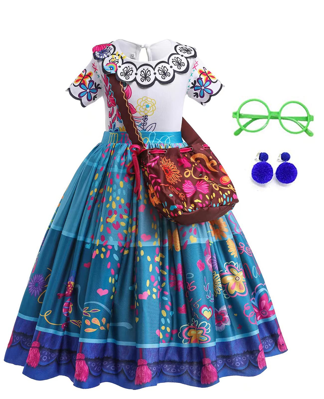 DYJJKM Mirabel Costume for Girls – Blue Magic Family Dress Cosplay Outfit, 2-3Year