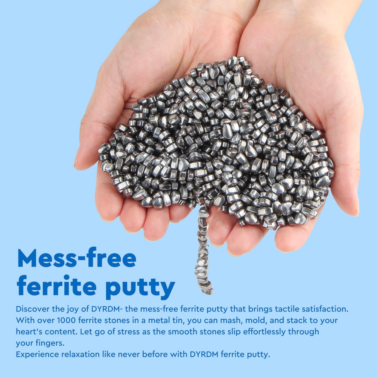 DYRDM 1000+ Ferrite Putty Silver | Sensory Stones Fidget Desk Accessory