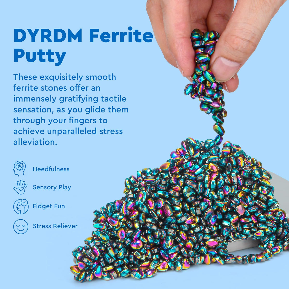 DYRDM 500+ Original Ferrite Putty — Colorful Sensory Stones for Adult Fidget and Desk Stress Relief
