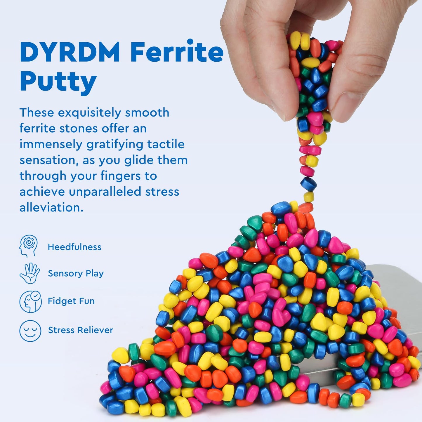 DYRDM 500+ Ferrite Putty Multicolor – Sensory Stones for Desk Focus & Stress Relief