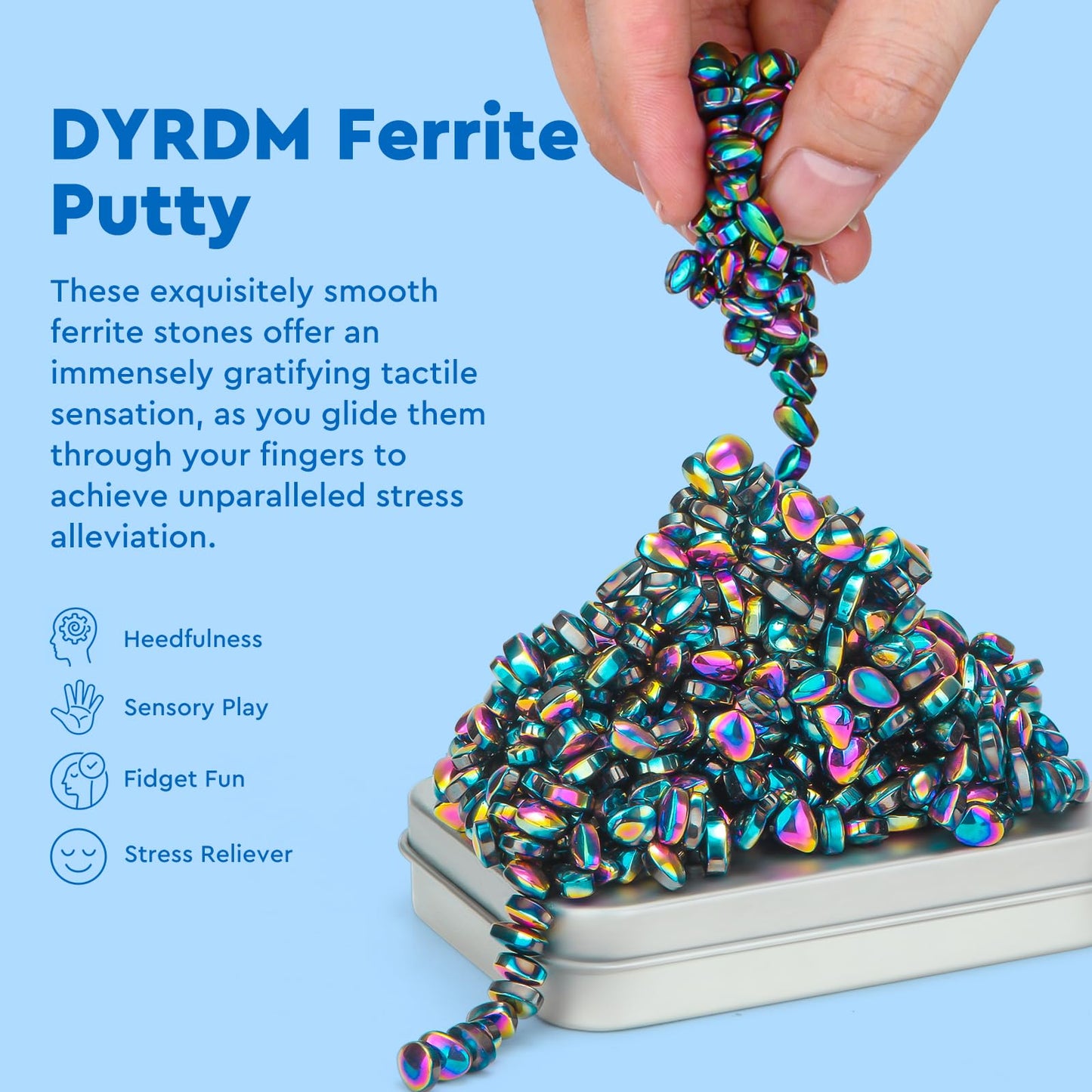 DYRDM 300+ Original Ferrite Putty – Colorful Sensory Stones for Desk Focus, Stress Relief & Gift-Ready
