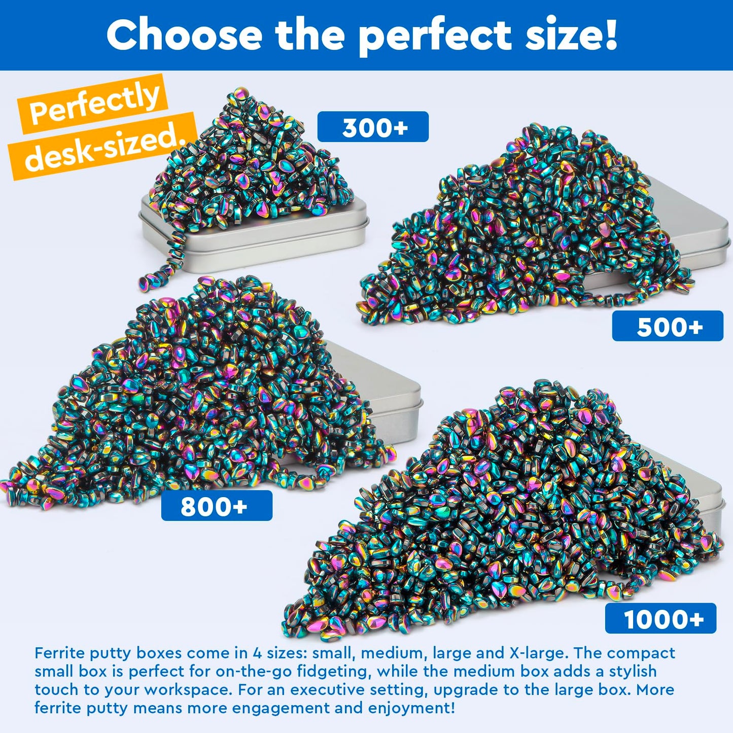 DYRDM 300+ Original Ferrite Putty – Colorful Sensory Stones for Desk Focus, Stress Relief & Gift-Ready