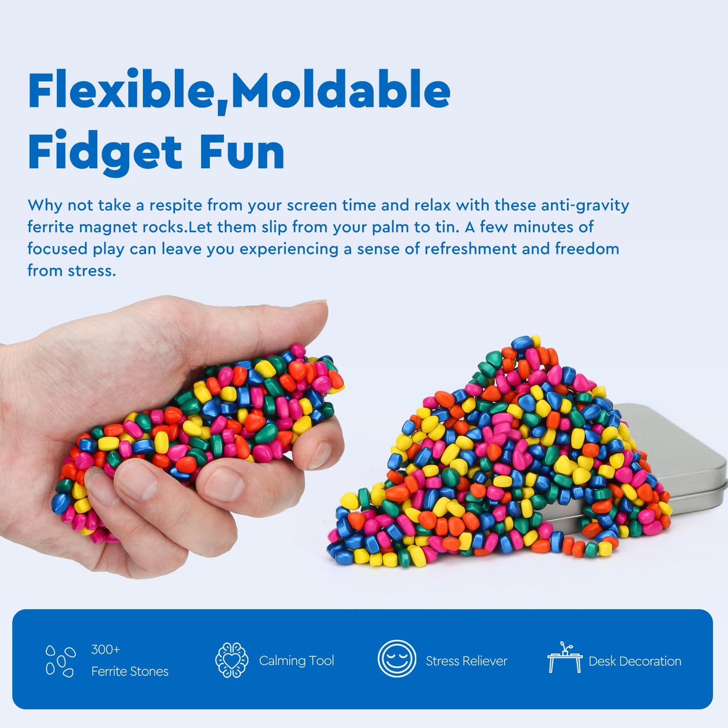 DYRDM 300+ Original Ferrite Putty Multicolor – Sensory Stones Desk Fidget Toy for Adults