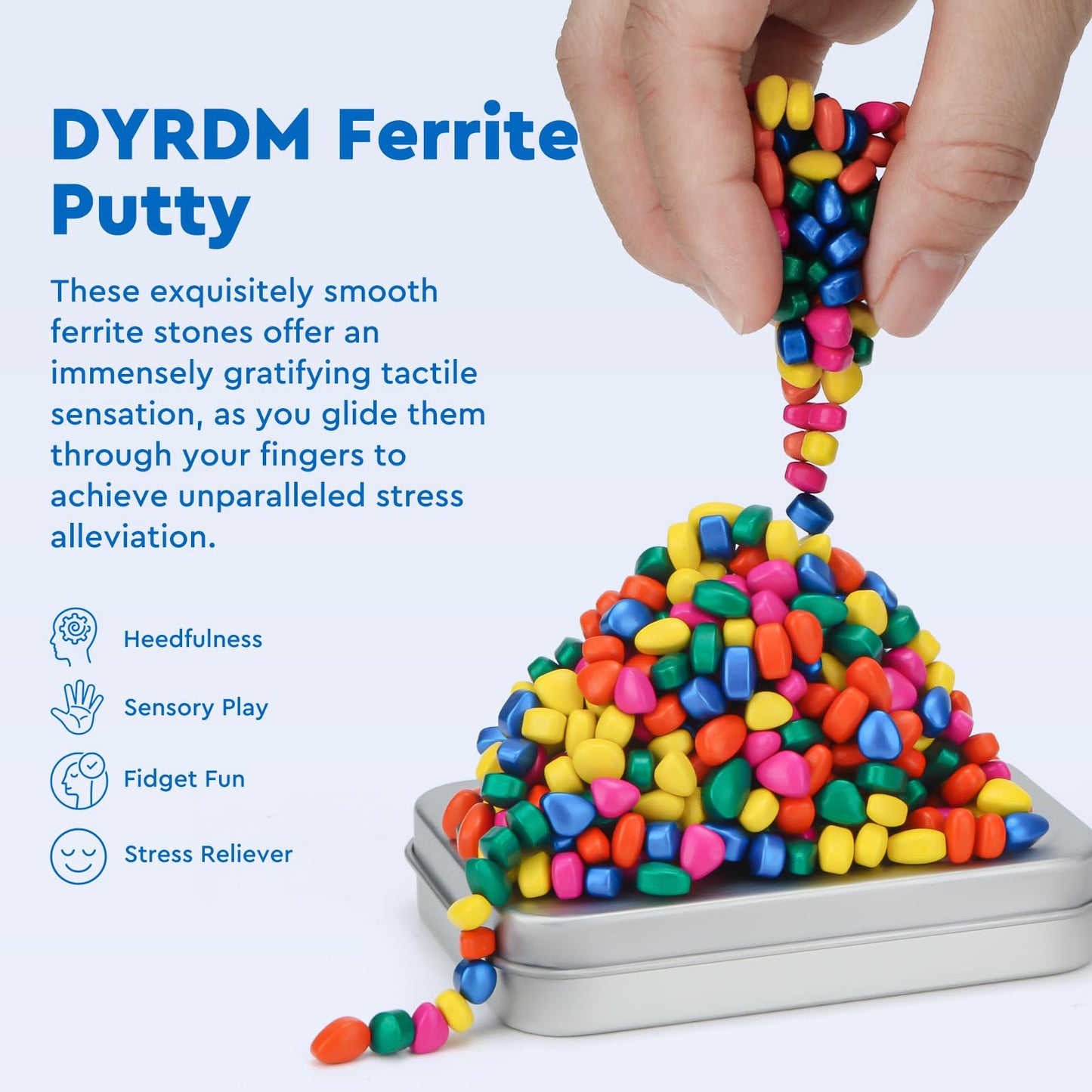DYRDM 300+ Original Ferrite Putty Multicolor – Sensory Stones Desk Fidget Toy for Adults