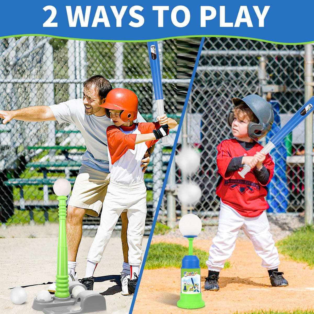 DZLION T Ball Set for Kids 3-8 | 6 Balls, Bat, Tee, Glove, Pitching Machine
