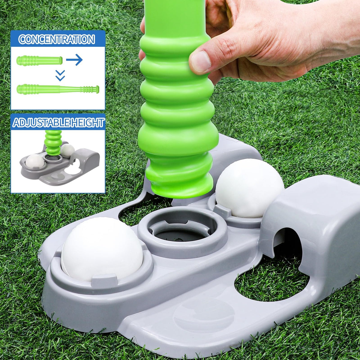 DZLION T Ball Set for Kids 3-8 | 6 Balls, Bat, Tee, Glove, Pitching Machine