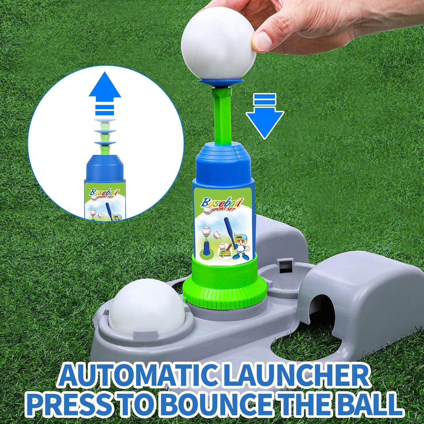 DZLION T Ball Set for Kids 3-8 | 6 Balls, Bat, Tee, Glove, Pitching Machine