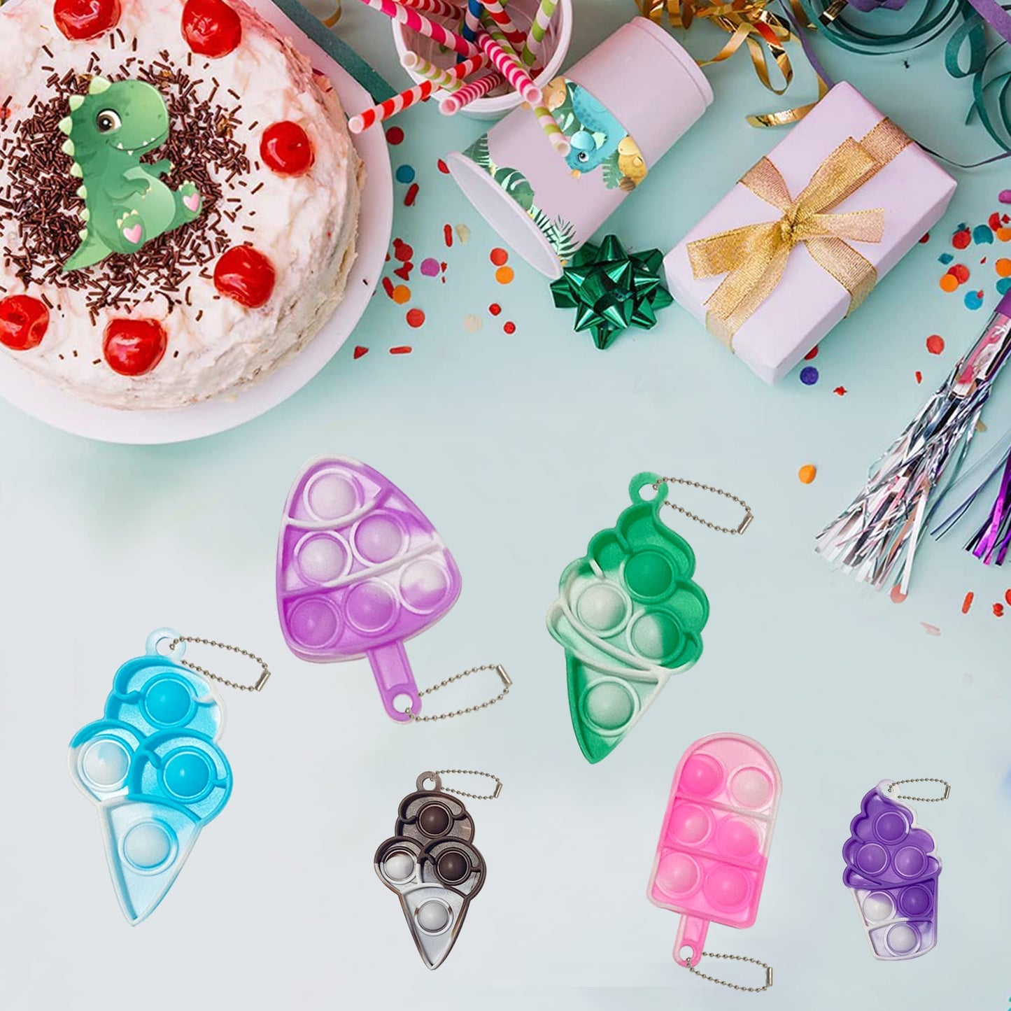 DZLUSJ 20Pcs Ice Cream Pop Keychain Fidget Toys – Stress Relief & Focus