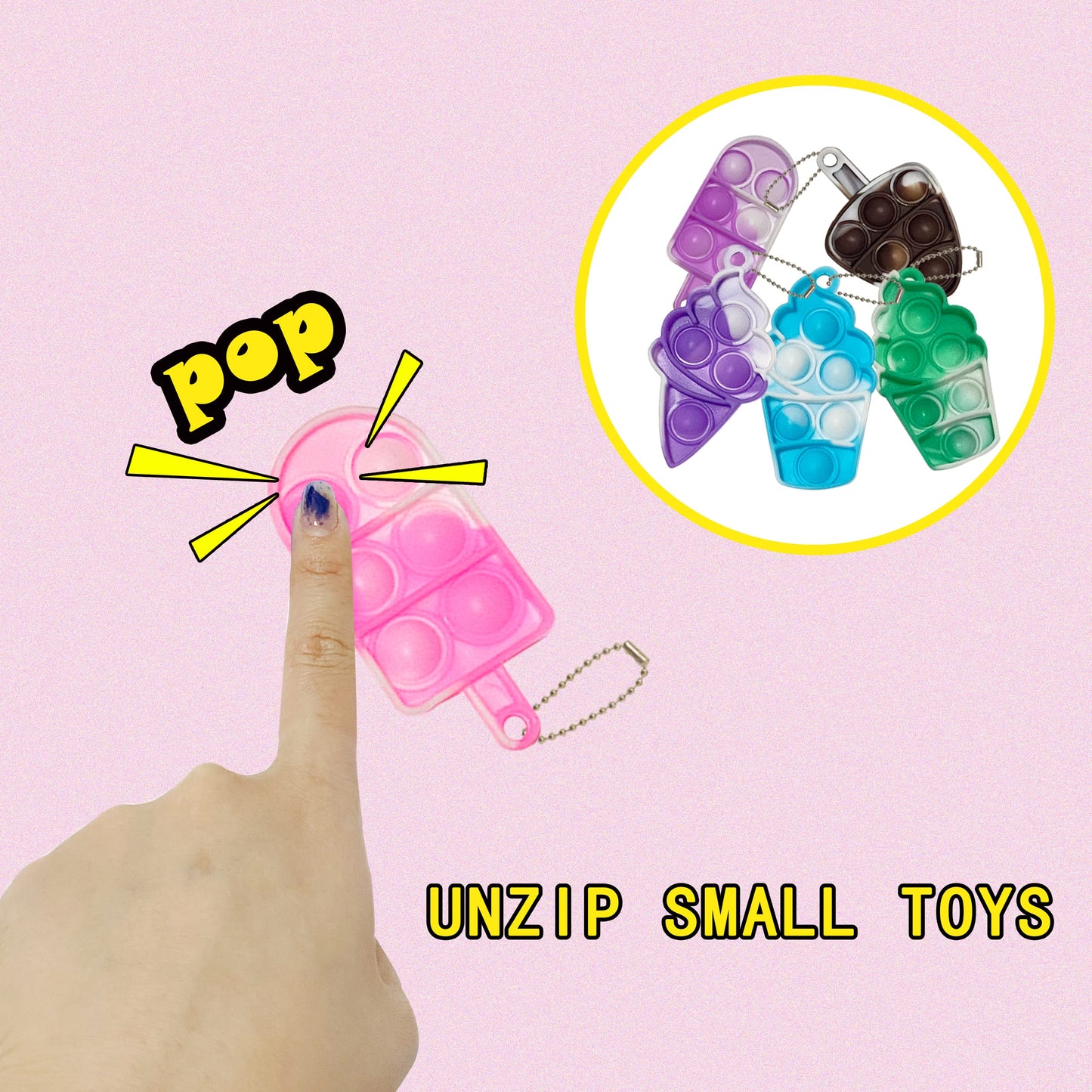 DZLUSJ 20Pcs Ice Cream Pop Keychain Fidget Toys – Stress Relief & Focus