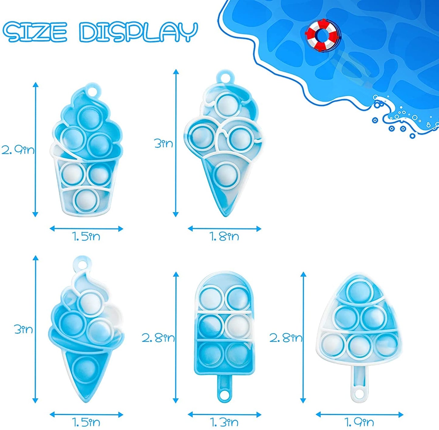 DZLUSJ 20Pcs Ice Cream Pop Keychain Fidget Toys – Stress Relief & Focus