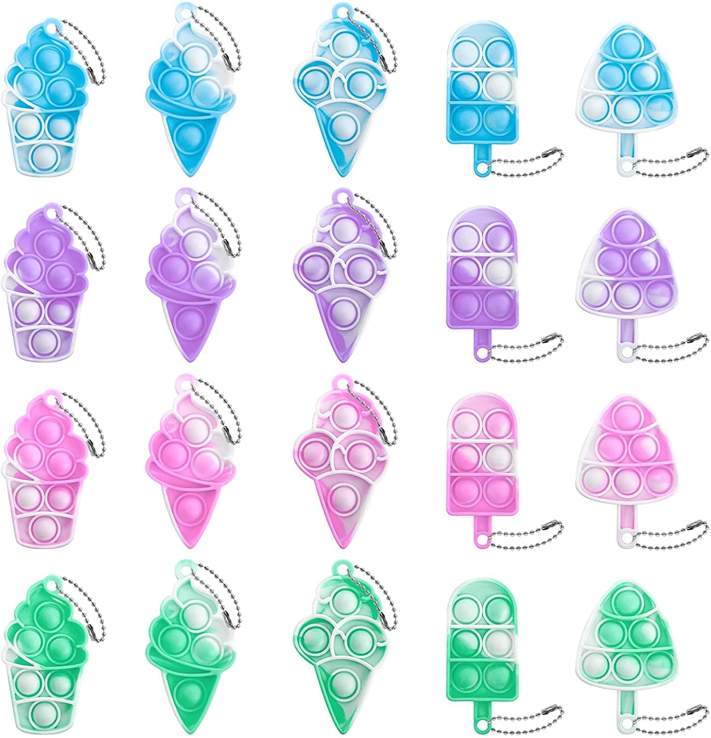 DZLUSJ 20Pcs Ice Cream Pop Keychain Fidget Toys – Stress Relief & Focus