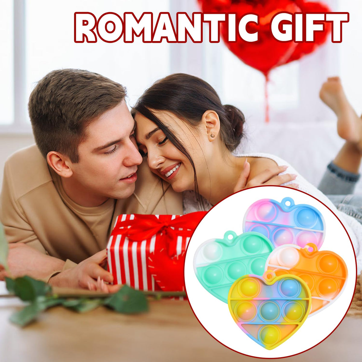DZLUSJ 24 Pack Valentines Day Cards with Pop Fidget Keychains – Stress Relief Toys for Kids, Classroom Prizes & Party Favors (24 Pcs)