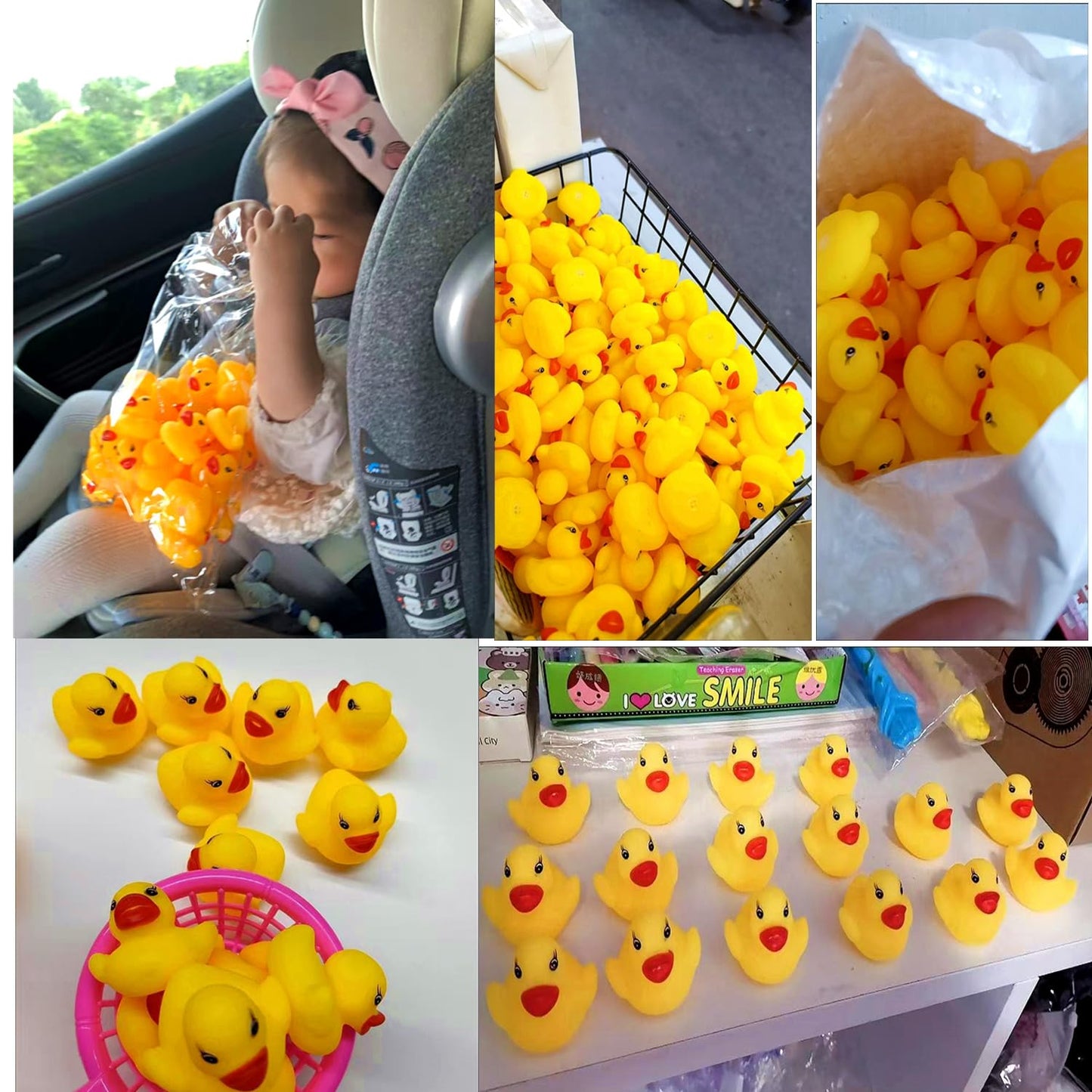 DZTIAN 51-Piece Float & Squeak Rubber Ducks Bath Toys for Kids