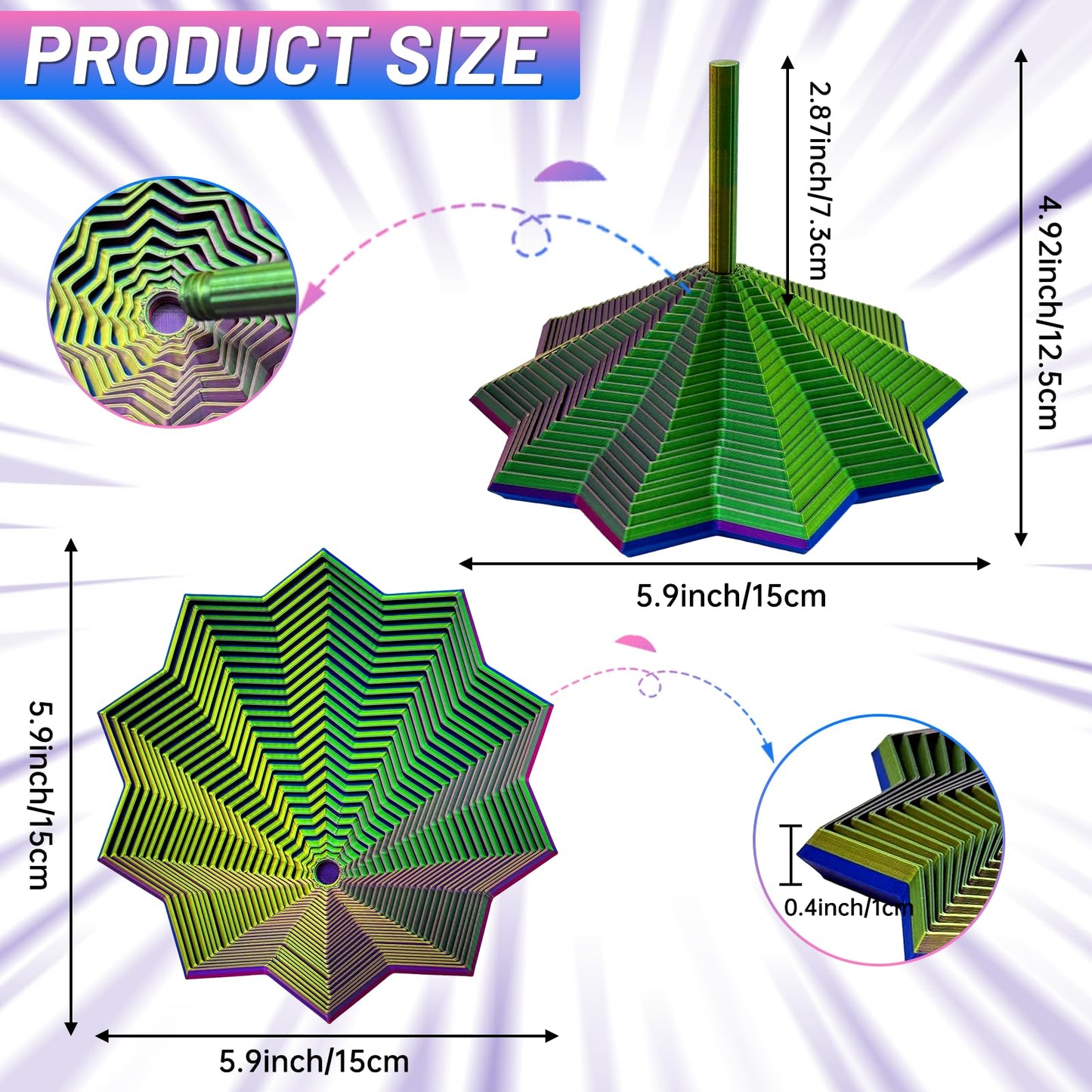 DZZ 3D Printed Expanded Sensory Fidget Star – Stress Relief Toy for Adults