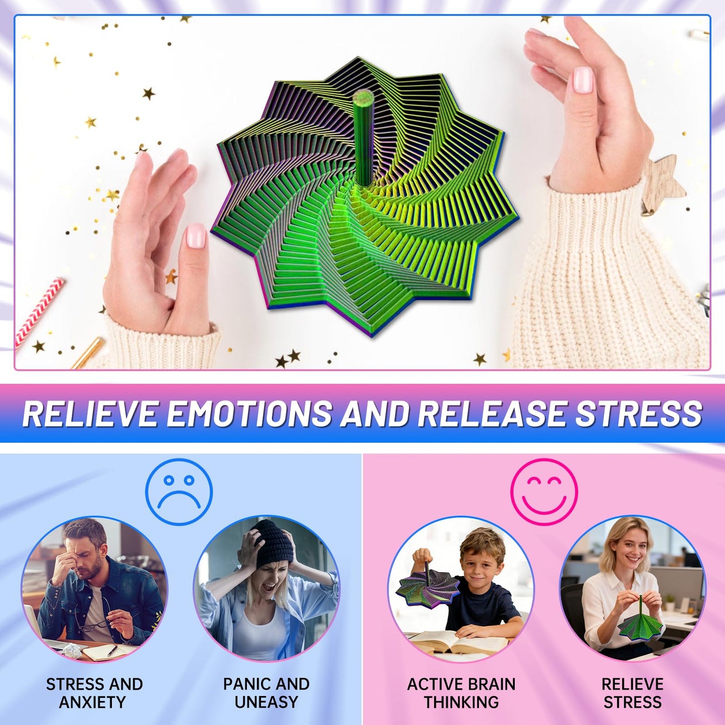 DZZ 3D Printed Expanded Sensory Fidget Star – Stress Relief Toy for Adults
