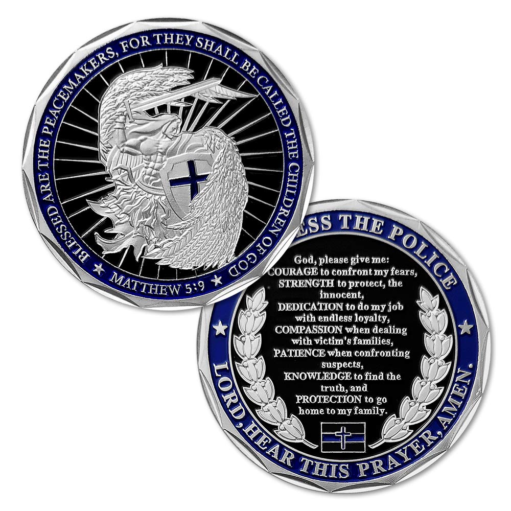 Saint Michael Law Enforcement Challenge Coin – God Bless The Police Prayer | E-coin