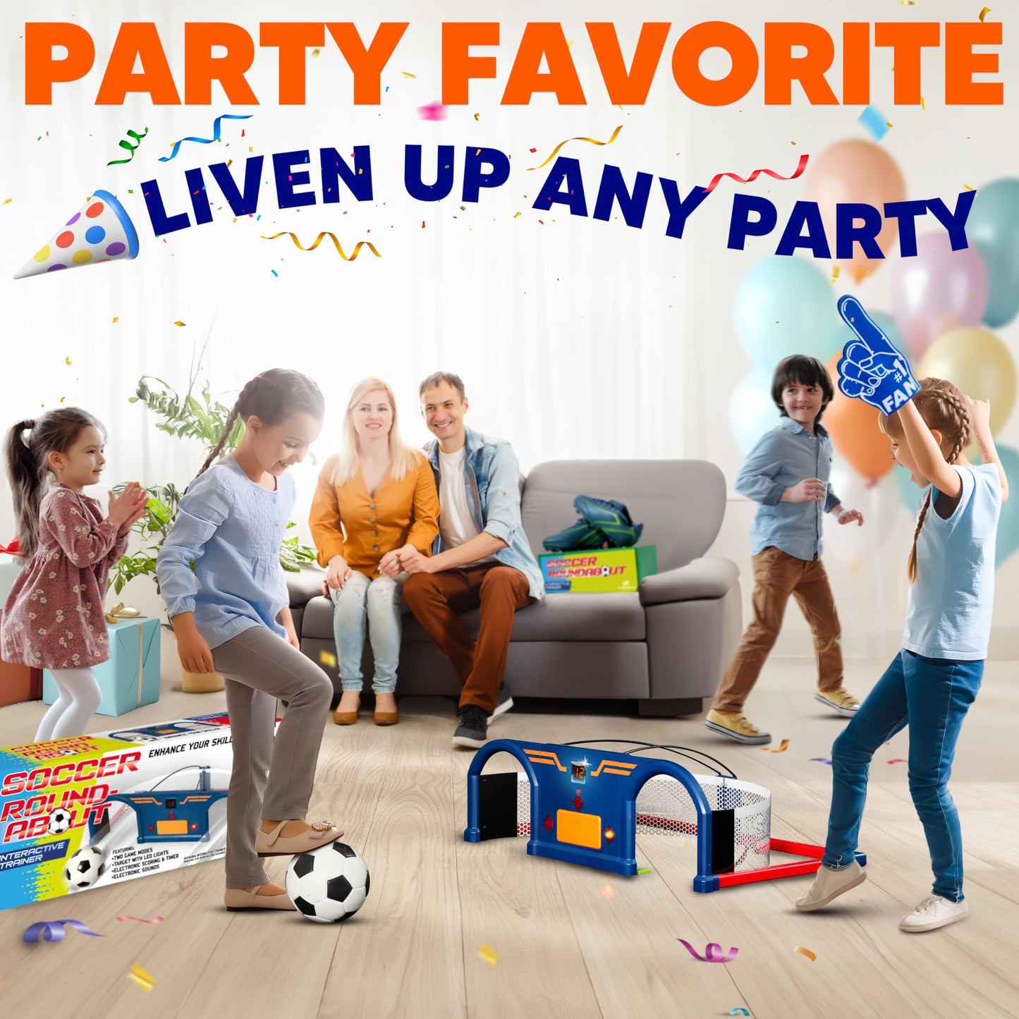 E E-JET GAMES Soccer Arcade — Interactive Indoor Soccer Trainer & Foam Ball Set