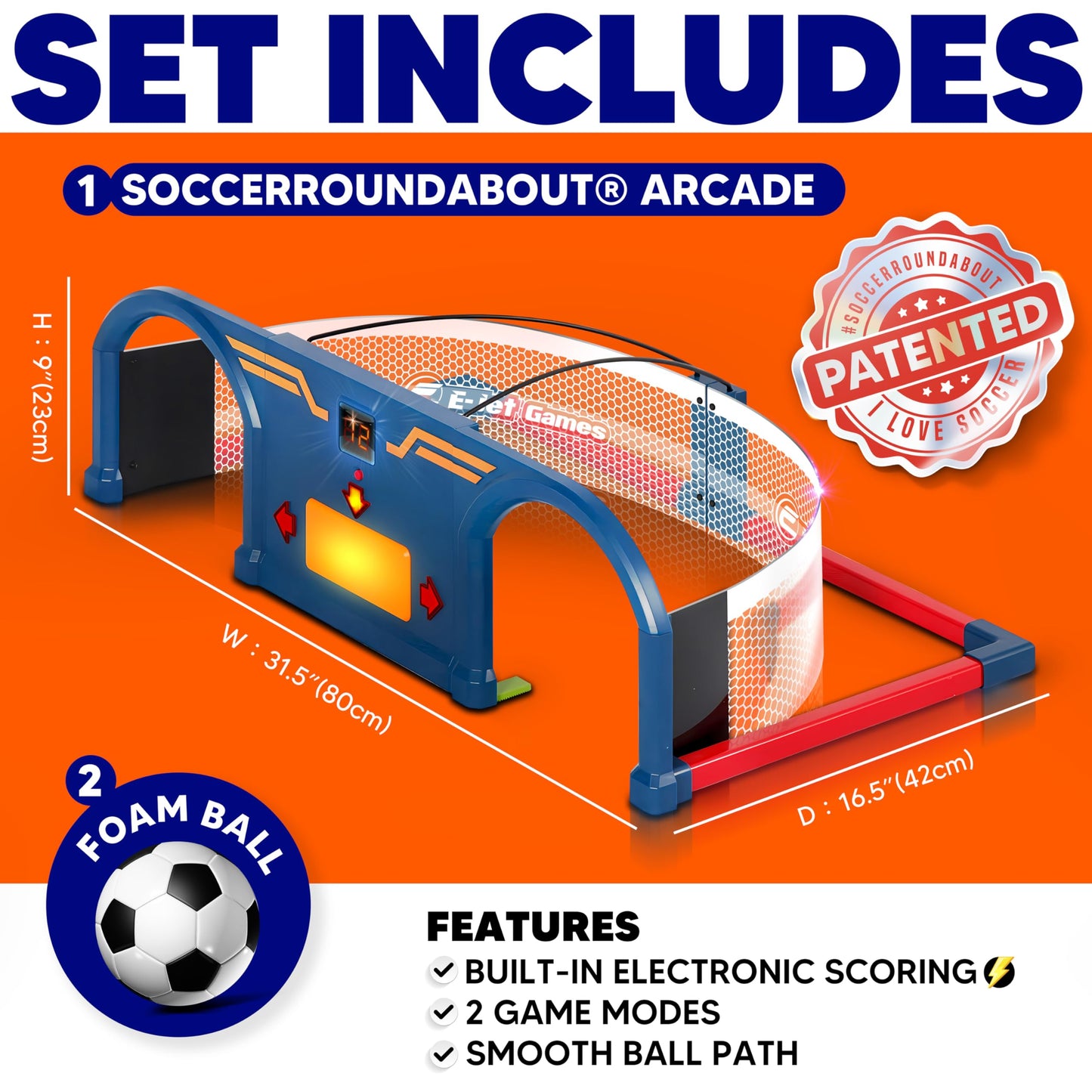 E E-JET GAMES Soccer Trainer - Indoor Kids Soccer Training Set for First Touch & Ball Control