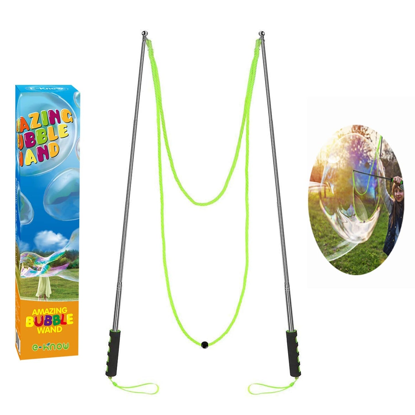 E-Know Bubble Wand | Telescopic Stainless Steel Giant Bubble Wand for Outdoor Fun