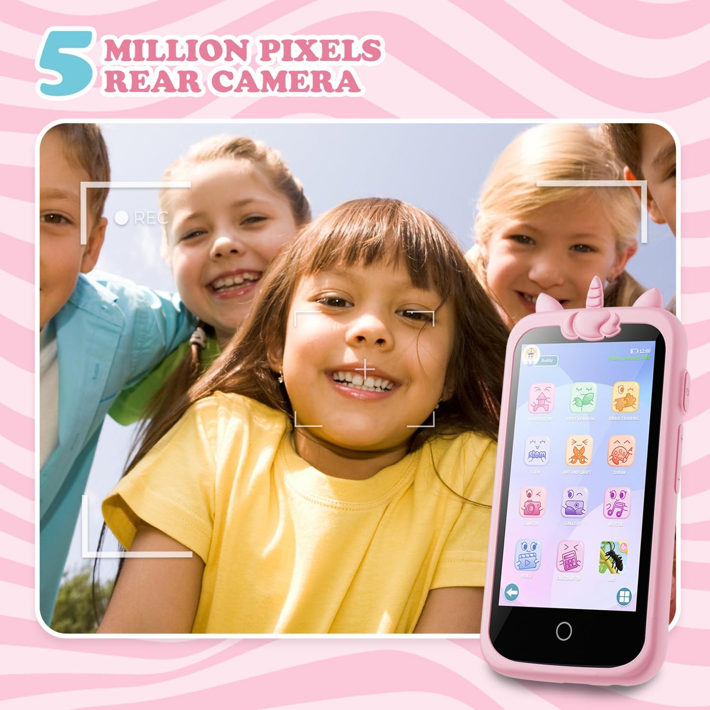 E teacher Kids Smart Phone for Girls – 3.97-inch Touchscreen Toy, 8GB, Pink