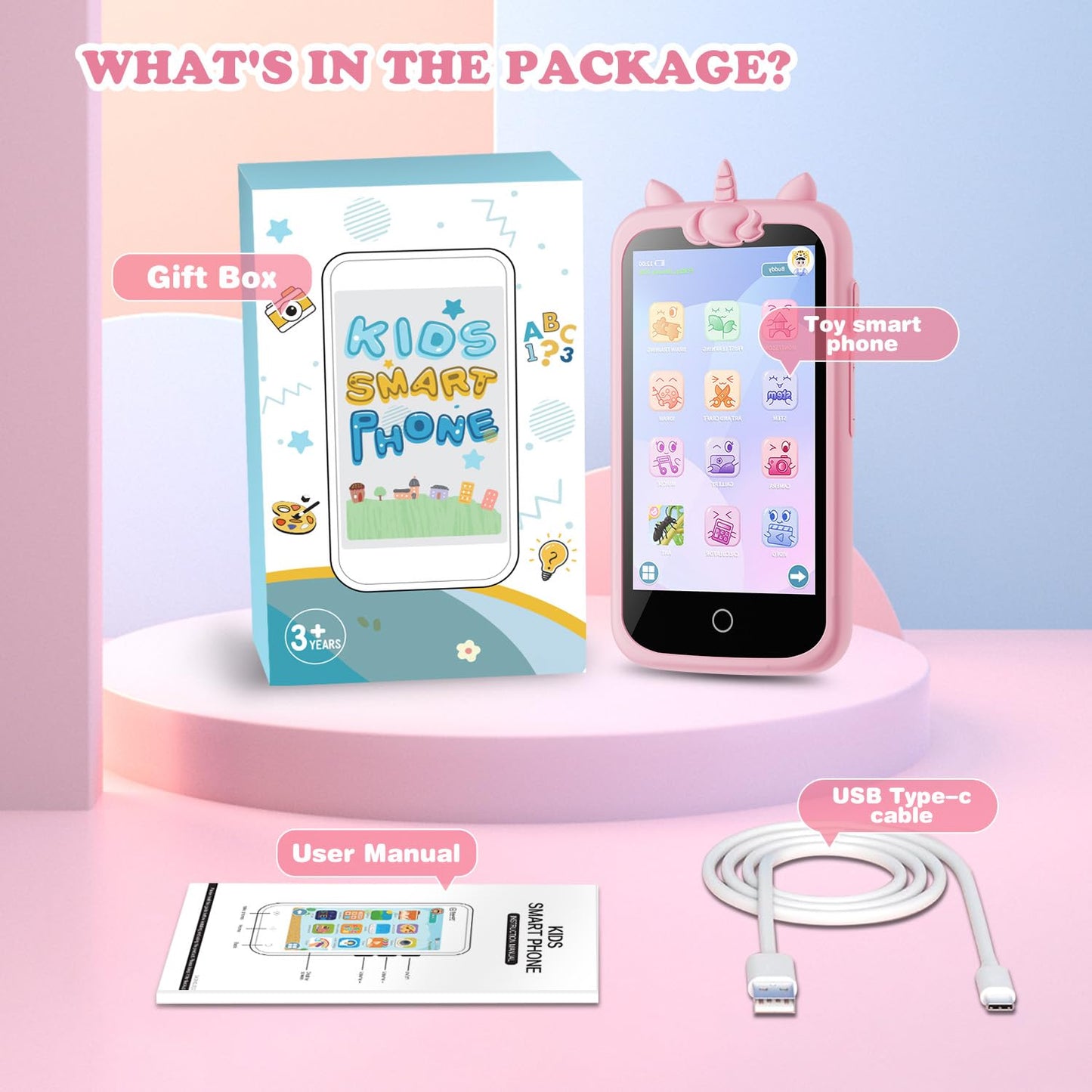 E teacher Kids Smart Phone for Girls – 3.97-inch Touchscreen Toy, 8GB, Pink