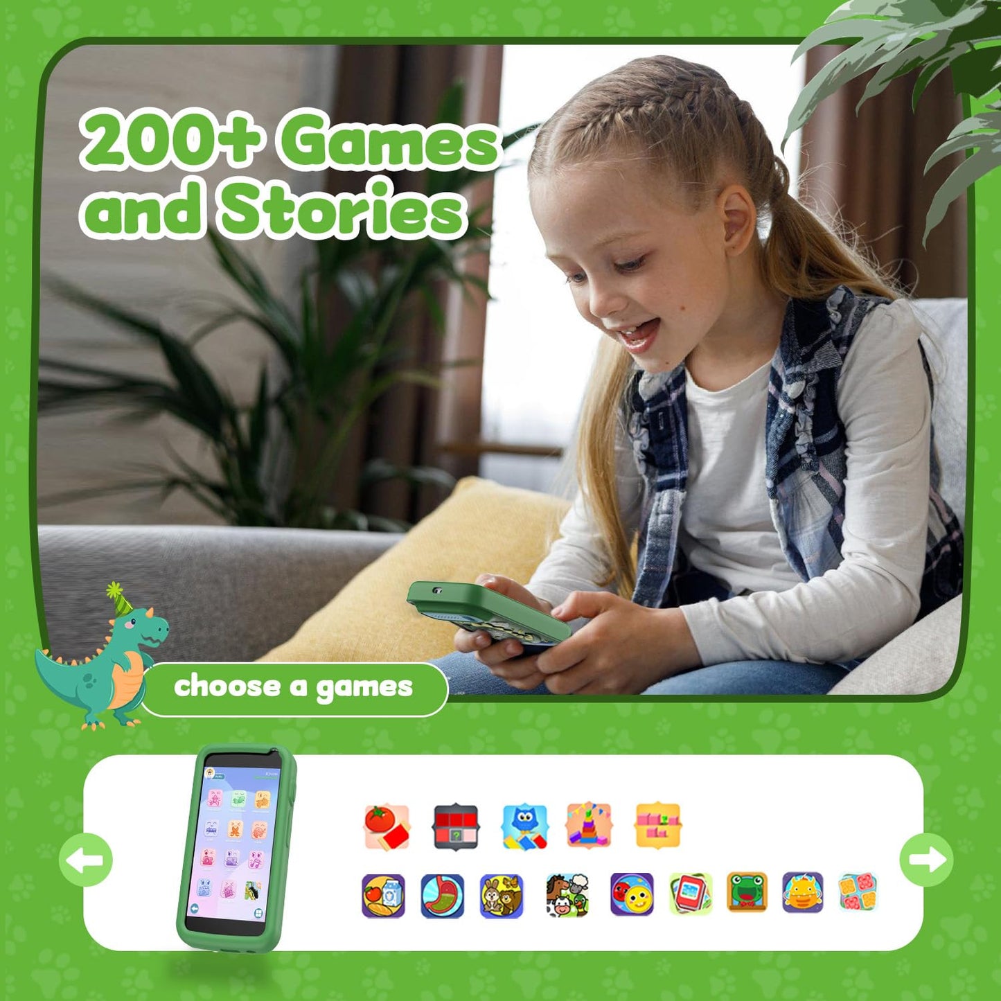 E teacher Kids Smartphone Toy – 3.97-inch Touchscreen, 200+ Puzzle Games, Music Player | Safe Play Phone for Ages 3-12