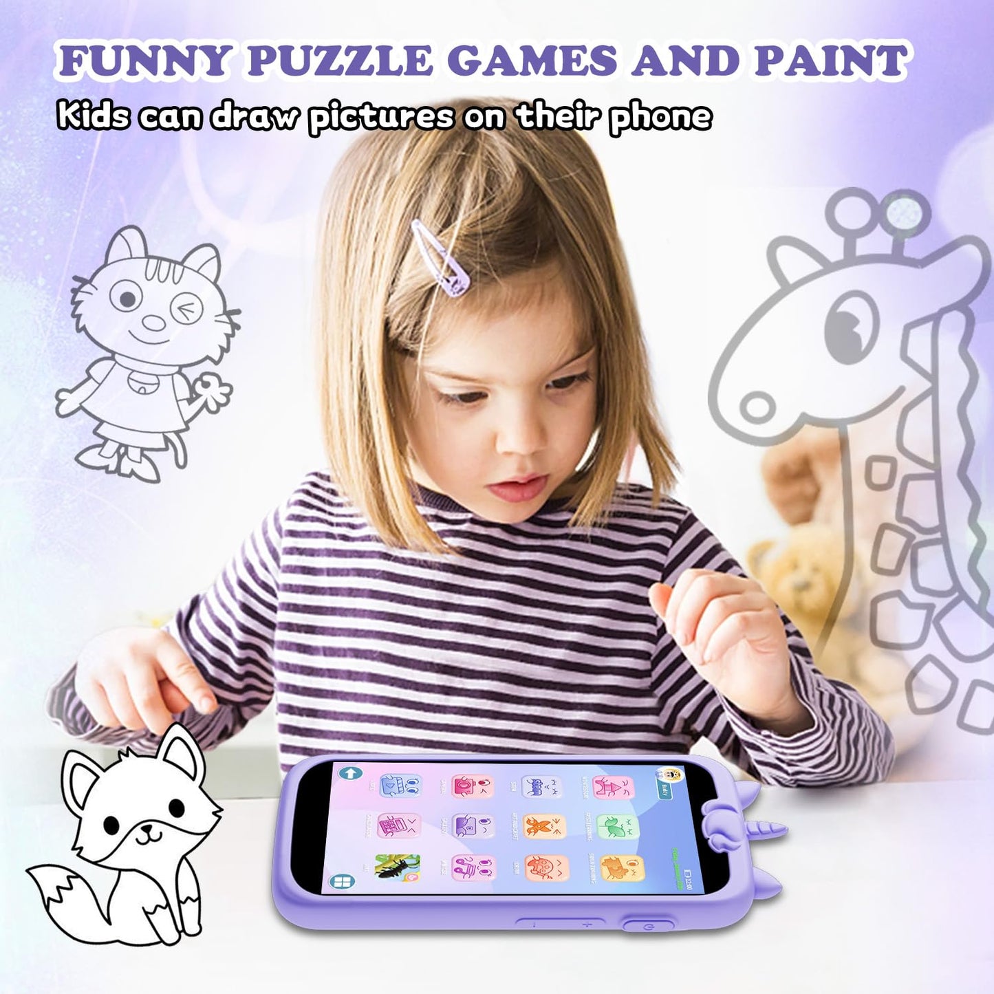 E teacher Kids Toys Phone | 3.97-inch Touchscreen Mini Phone for Learning, 200 Games, 5MP Camera, 8GB Card