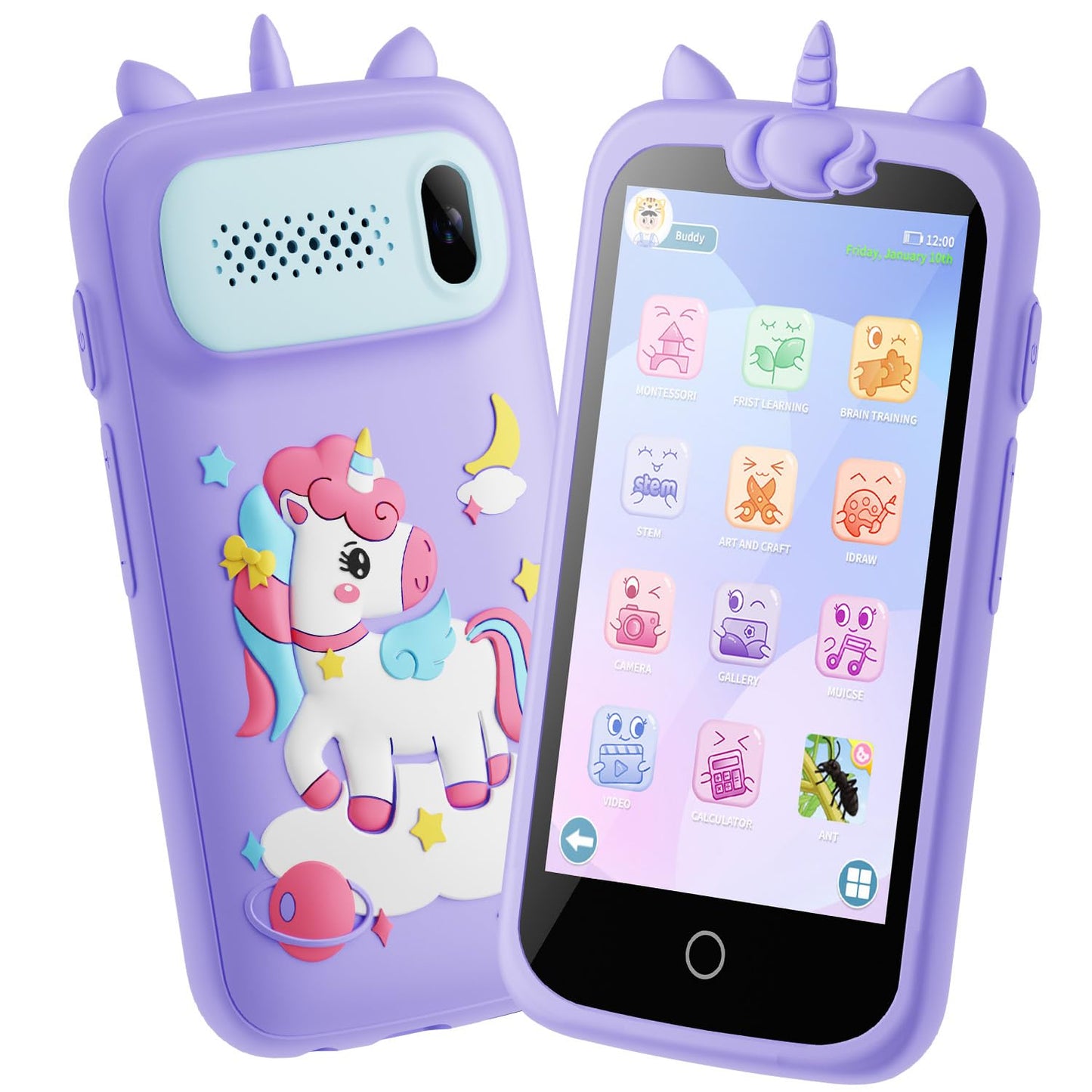 E teacher Kids Toys Phone | 3.97-inch Touchscreen Mini Phone for Learning, 200 Games, 5MP Camera, 8GB Card