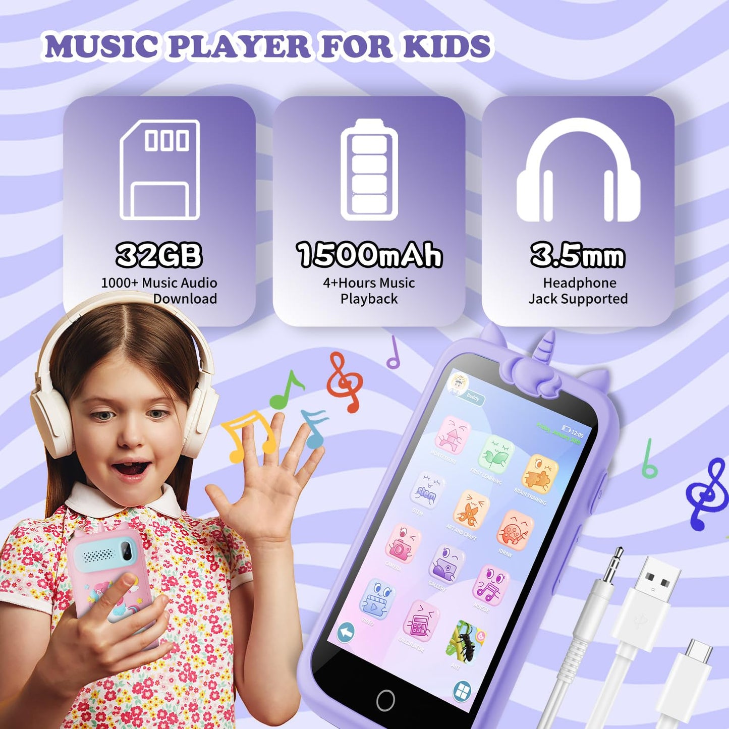E teacher Kids Toys Phone | 3.97-inch Touchscreen Mini Phone for Learning, 200 Games, 5MP Camera, 8GB Card