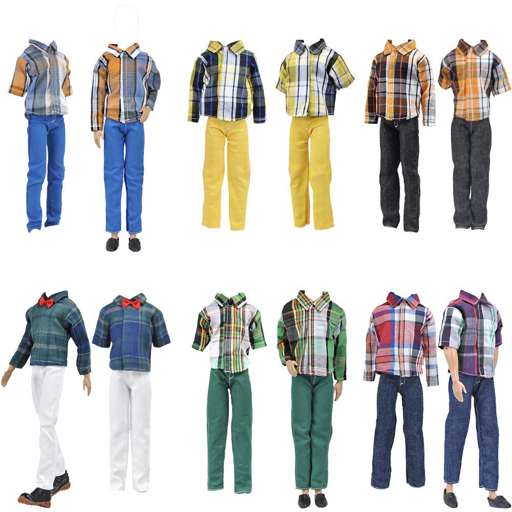 E-TING 10-Item Fantastic Pack: 5 Casual Wear Sets + 5 Shoes for 12-Inch Boy Doll (Random Style)