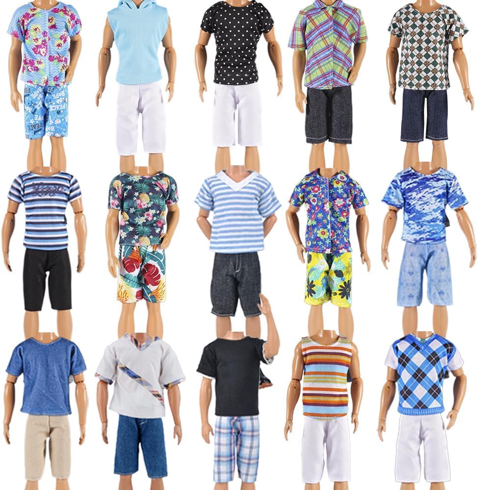 E-TING 10-Item Fantastic Pack: 5 Outfit Sets + 5 Shoes for 12-Inch Boy Doll