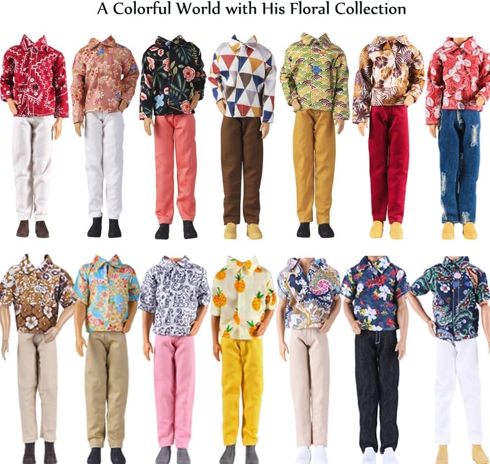 E-TING 10-Item Fantastic Pack: 5 Outfit Sets + 5 Shoes for 12-Inch Boy Doll