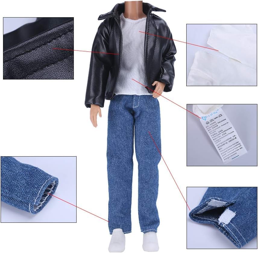 E-TING 10-Item Fantastic Pack: 5 Outfit Sets + 5 Shoes for 12-Inch Boy Doll