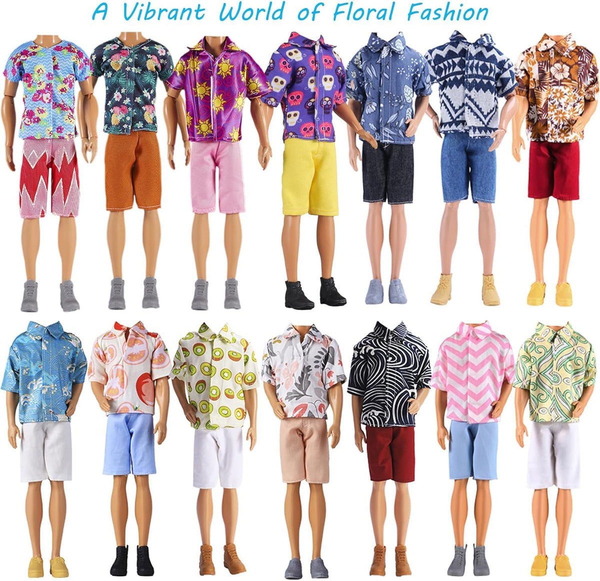 E-TING 10-Item Fantastic Pack: 5 Outfit Sets + 5 Shoes for 12-Inch Boy Doll