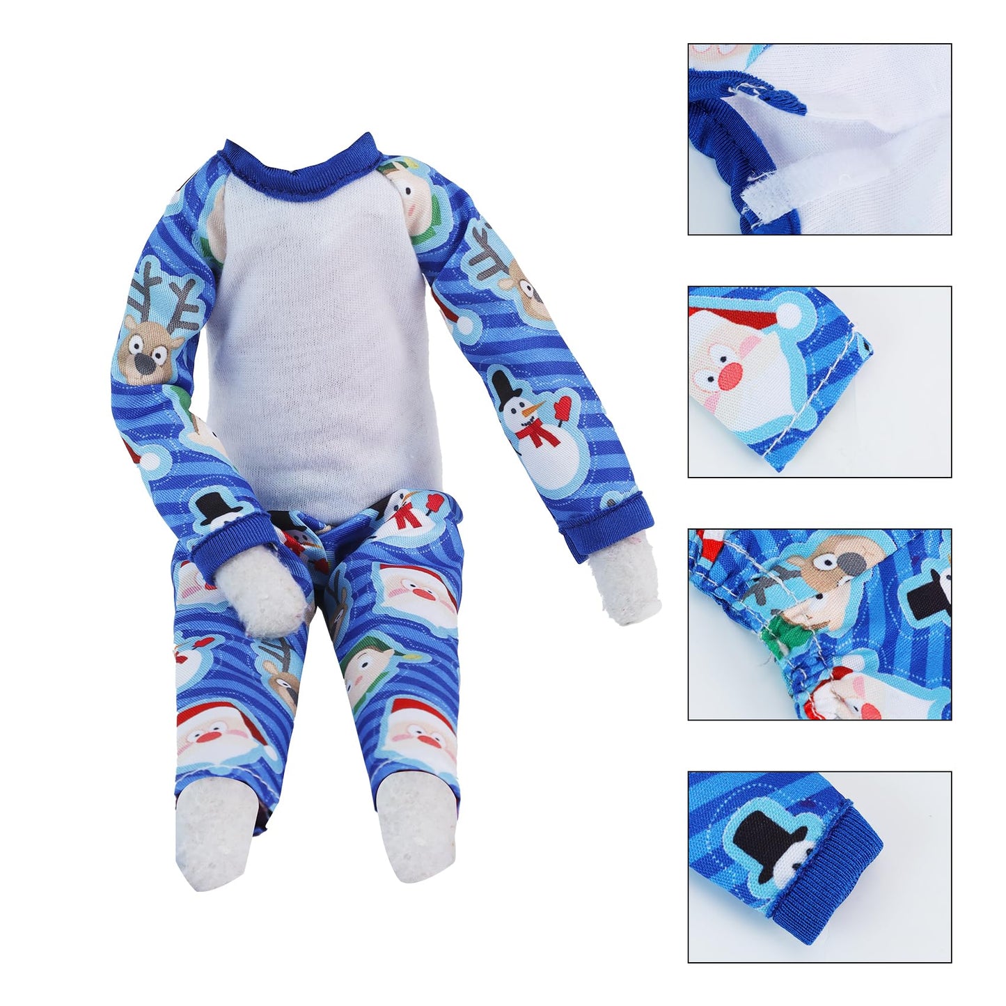E-TING Santa Blue Snowman Nightshirt Pajamas for Elf Dolls | Christmas Accessories